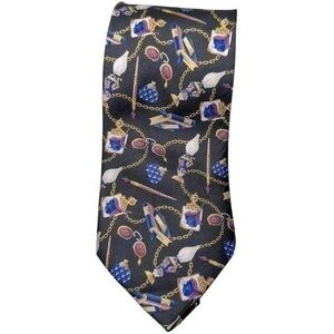 Leonard Paris Black Chain Link Glasses Pen Writing Lamp Books Necktie Tie